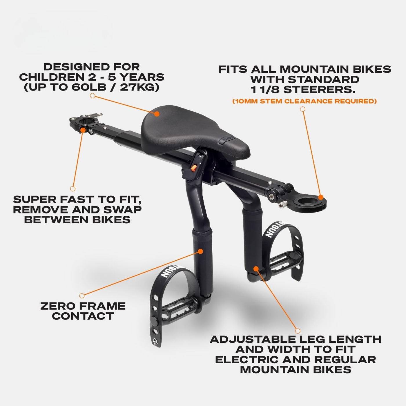 Frontmontierter Kindersitz und Lenkerkombination